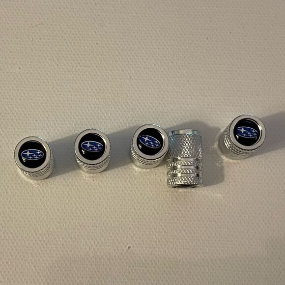 Subaru Valve Stem Caps in Silver Set of 5 NWT - Picture 1 of 4